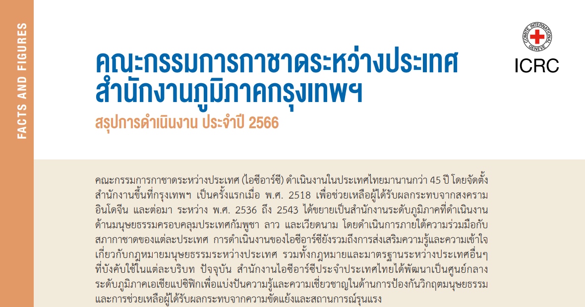 การดำเนินงานคณะกรรมการกาชาดระหว่างประเทศ (ICRC) สำนักงานภูมิภาคกรุงเทพฯ ประจำปี 2566