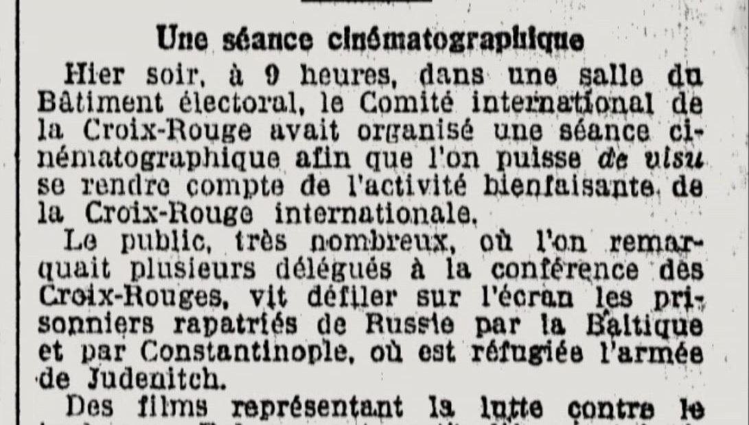 The ICRC filmography is 100 years old. What the films of 1921 were about?