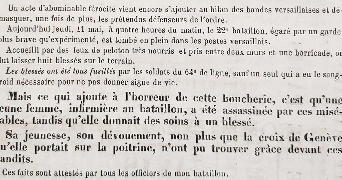 La Commune de Paris : une origine de la mise en oeuvre de l’action et du droit international humanitaires