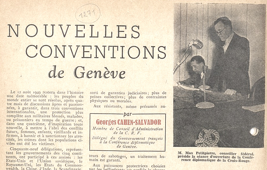 75 ans des Conventions de Genève : le témoignage du représentant de la France à la Conférence diplomatique de 1949