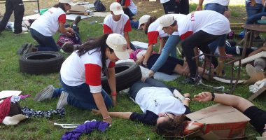 Responding and giving medical treatment during an Earthquake: dozens of youths participated in MDA unique training, which included working methods of the Red Cross Movement