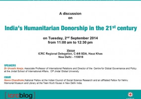 ICRC New Delhi to hold discussion on India’s Humanitarian Donorship in 21st Century