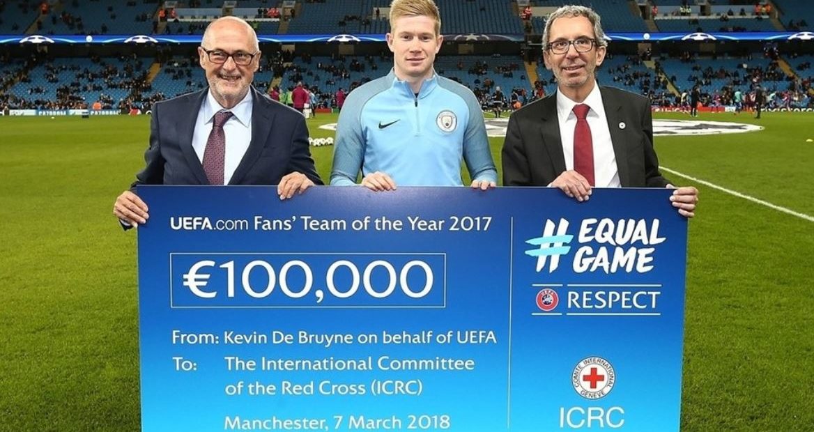 UEFA memberi donasi sebesar €100,000 untuk ICRC