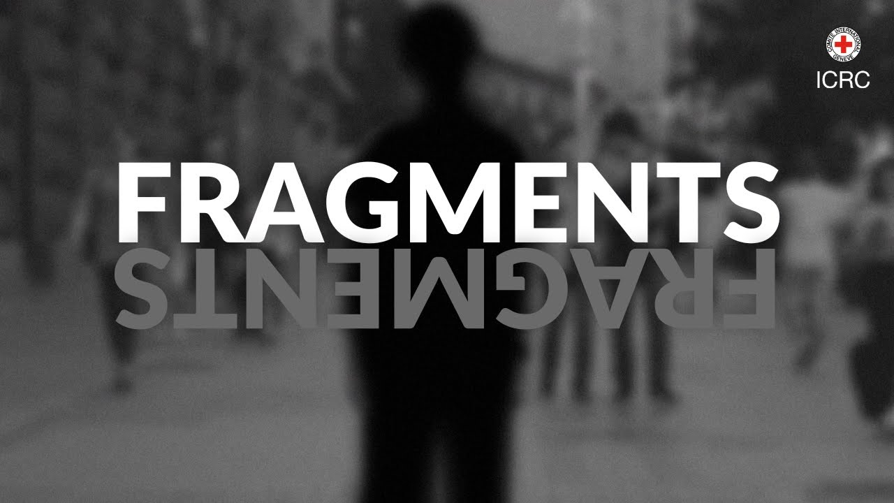 A film poster for "Fragments" shows a black and white photo with the silhouette of a person, symbolizing the missing loved ones in Ukraine.