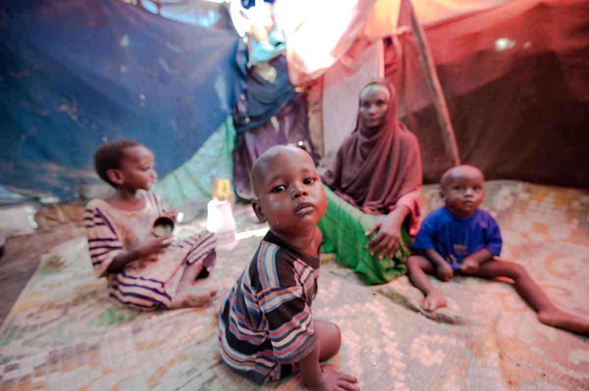 Fatuma and her children in Beletweyne IDP camp