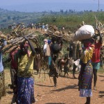 Kigali. June 1994 Civilians fleeing the violence