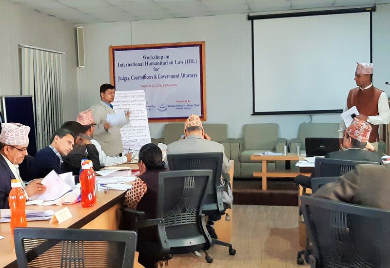 आई सी आर सी और नेपाल न्यायिक अकादमी ने न्यायपालिका के लिए आई एच एल कार्यशाला आयोजित की