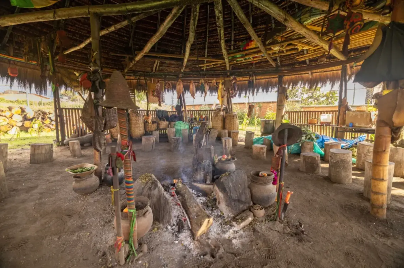 Traditional Indigenous Ceremonial Space with Central Fire