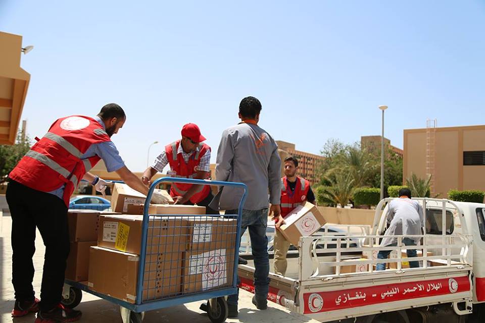 Libyan Red Crescent volunteers deliver medical supply to all hospitals in the country, in all fighting areas. By being neutral and not taking sides in hostilities the Libyan Red Crescent has access to all areas of the country to bring help where needed.  ©Libyan Red Crescent 